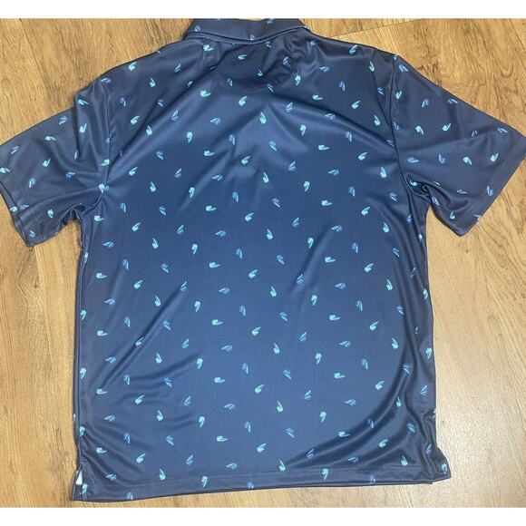 Jack Nicklaus Men’s Golf Polo Leaf Pattern Classic Navy Blue Stretch UPF 50 NWT - Picture 3 of 3